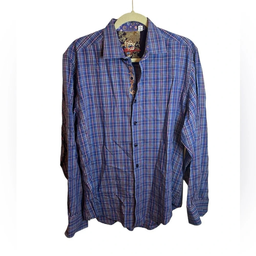 ROBERT GRAHAM PURPLE PLAID BUTTON DOWN SHIRT
